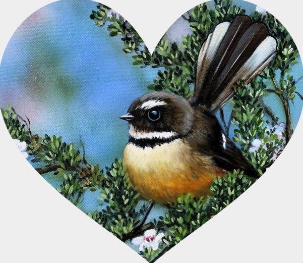 Pīwakawaka, painting by Diane Gardiner